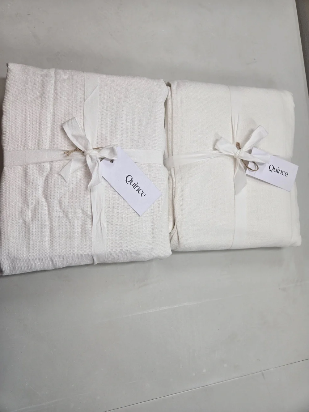 NWT QUINCE Set Of 2 48x108 Heavyweight European Linen Curtains White 0087